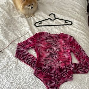 I am gia pink animal print bodysuit
